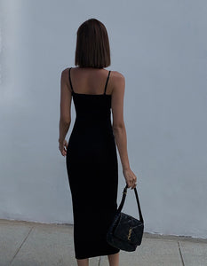 Knitted Cami Midi Dress in Black