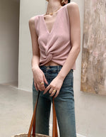 Load image into Gallery viewer, Sleeveless Twist Knit Top in Pink
