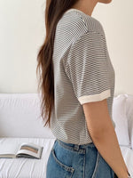 Load image into Gallery viewer, Korean Stripped Cuff Tee [5 Colours]
