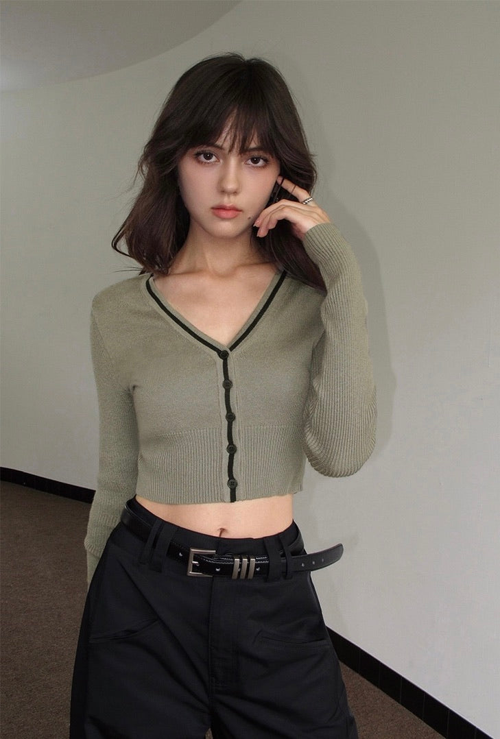 2-Way Cropped Cardigan in Green
