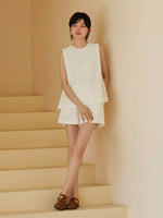 Load image into Gallery viewer, Tailored Chiffon Top + Shorts Set in White
