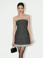 Load image into Gallery viewer, Tweed Bustier Sheath Dress in Grey
