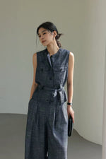 Load image into Gallery viewer, Utility Vest Top // Trousers in Blue Set
