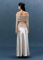 Load image into Gallery viewer, Off Shoulder Top// Satin Maxi Skirt [2 Colours]
