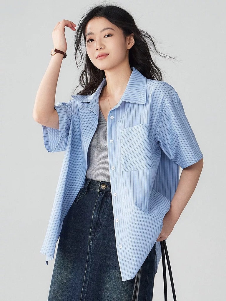 Short Sleeve Striped Shirt [2 Colours]