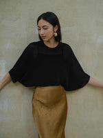 Load image into Gallery viewer, Sheer Knit Drape Top in Black
