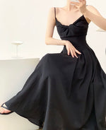 Load image into Gallery viewer, Twist Pocket Cami Maxi Dress in Black
