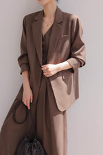 Load image into Gallery viewer, Vest + Blazer + Trousers Set in Brown
