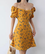 Load image into Gallery viewer, Elba Floral Blouson Mini Dress in Yellow
