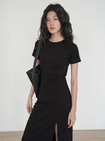 Load image into Gallery viewer, Slit Tee Dress in Black
