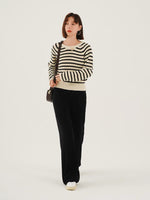 Load image into Gallery viewer, Classic Striped Knit Sweater in White/Black
