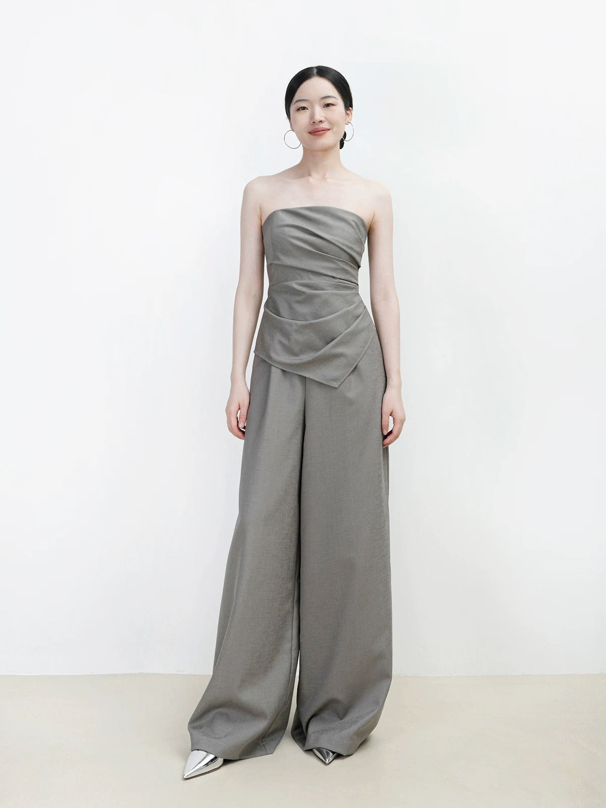 Bustier Pocket Maxi Jumpsuit in Grey