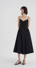 Load image into Gallery viewer, Side Panel Cami Midi Dress in Black
