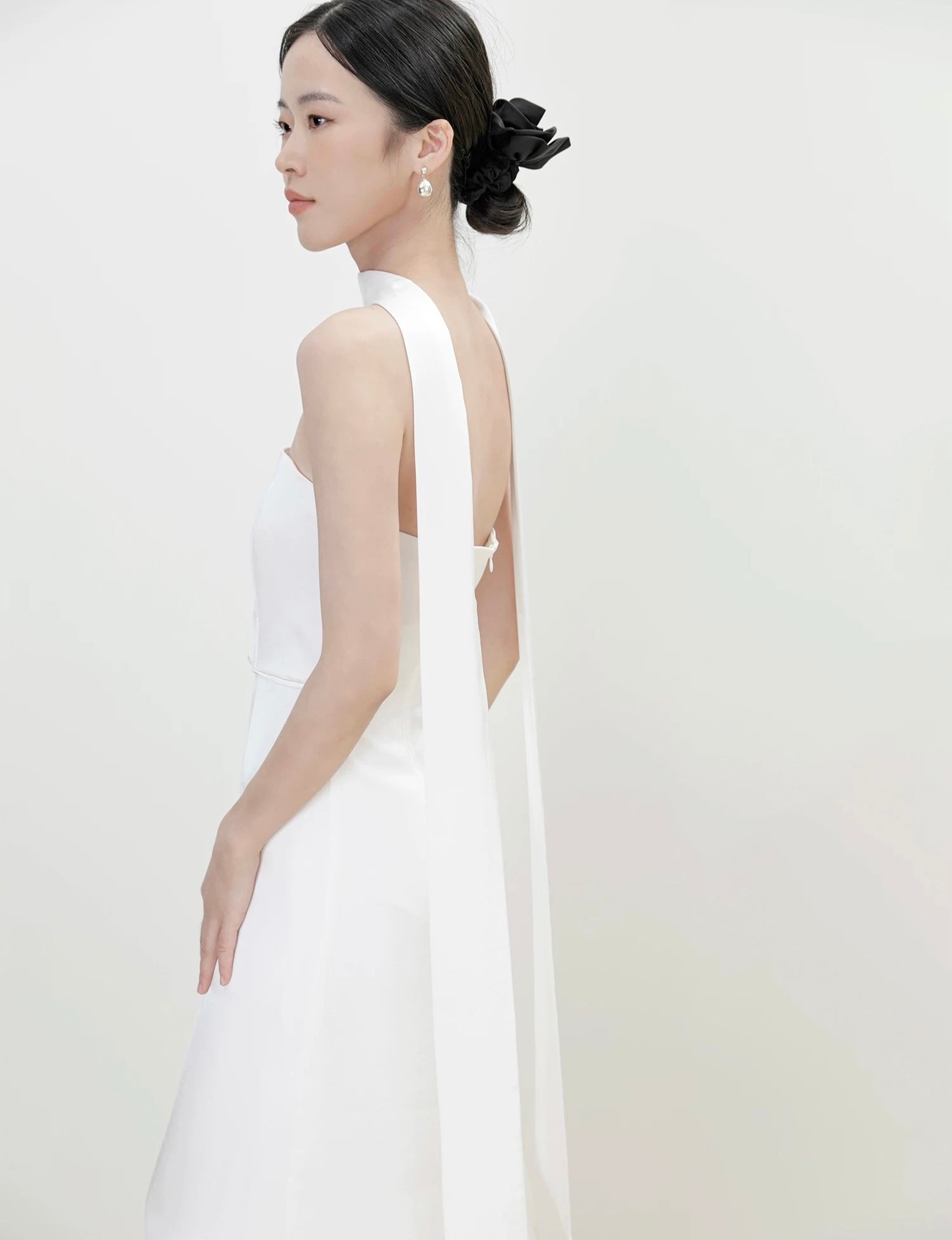 Multi-Way Bustier Gown + Drape Sash in White