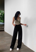 Load image into Gallery viewer, Wide Leg Relaxed Tailored Trousers in Black
