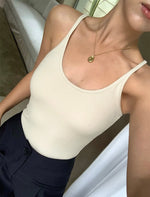 Load image into Gallery viewer, Classic Racer Stretch Tank in Cream

