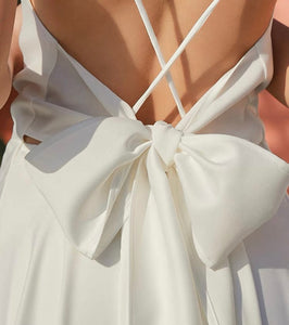 Drop Back Tie Maxi Dress in White