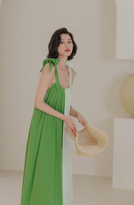 Duo Tie Strap Maxi Dress in Green