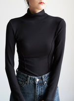 Load image into Gallery viewer, Side Line Turtleneck Top in Black
