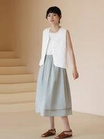 Load image into Gallery viewer, Layered Curve Hem Pocket Skirt in Lake
