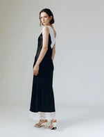 Load image into Gallery viewer, Grace Lace Silk Maxi Dress in Black
