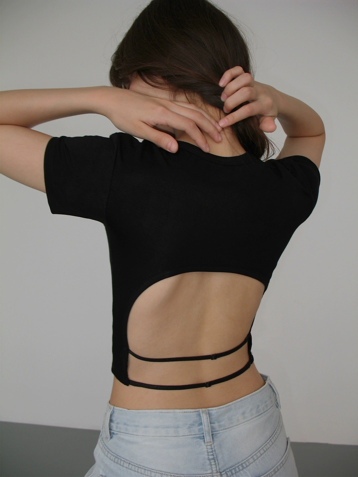 Cutout Back Double Buckle Tee [2 Colours]