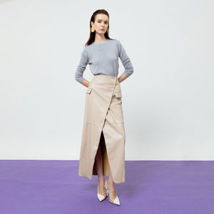 Beatrix Faux Leather Skirt in Creme