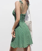 Load image into Gallery viewer, Mallorca Floral Cami Tie Strap Mini Dress in Green
