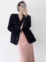 Load image into Gallery viewer, Long Boucle Pocket Jacket in Black
