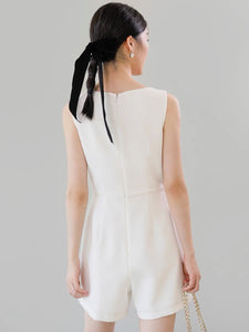 Tailored Sleeveless Suit Jumpsuit in White