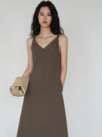 Load image into Gallery viewer, Twist Strap Pocket Maxi Dress in Brown
