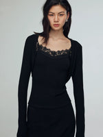 Load image into Gallery viewer, Cropped Stretch Bolero in Black

