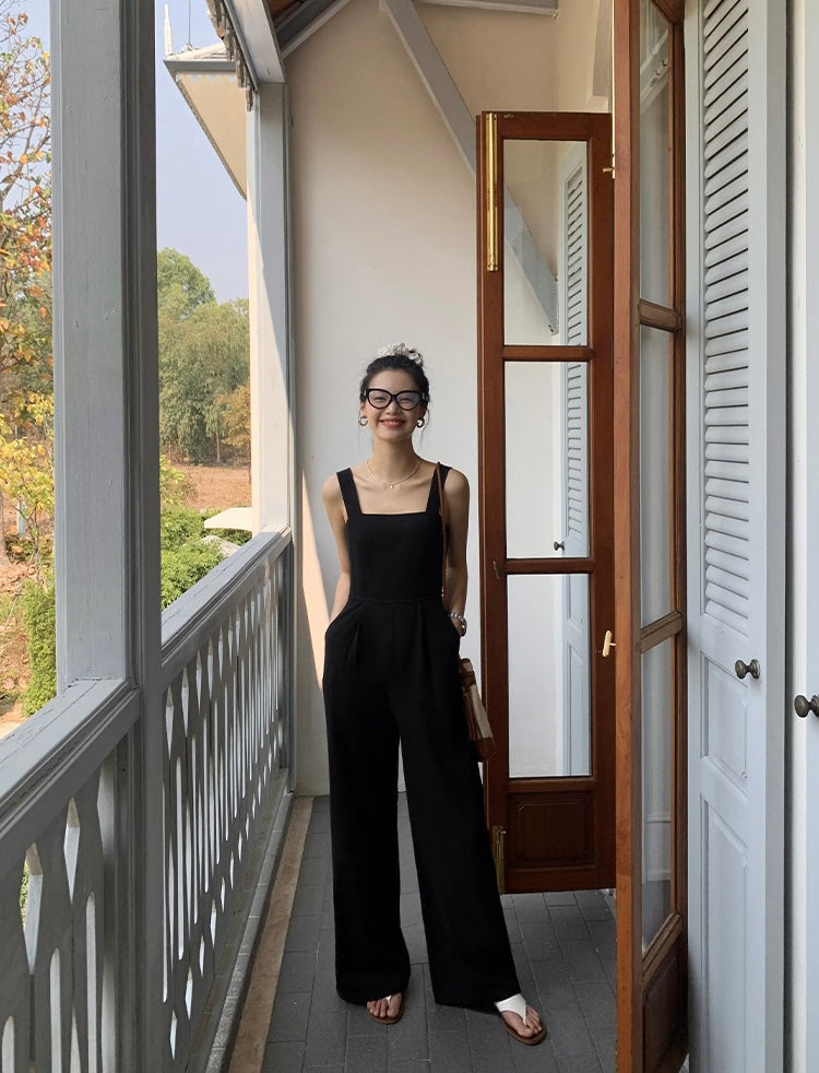 Sleeveless Pocket Maxi Jumpsuit in Black