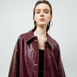 Load image into Gallery viewer, Bria Faux Leather Trench Coat in Maroon
