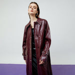 Load image into Gallery viewer, Bria Faux Leather Trench Coat in Maroon
