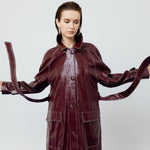 Load image into Gallery viewer, Bria Faux Leather Trench Coat in Maroon
