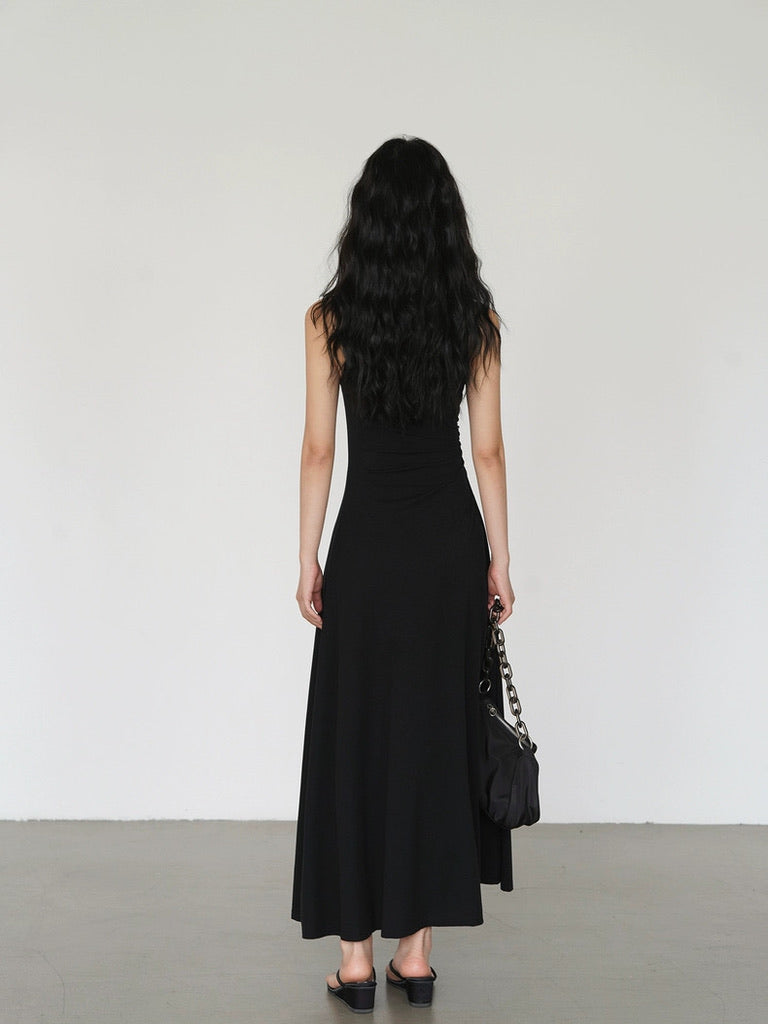 Cutout Sleeveless Stretch Dress in Black