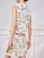 Load image into Gallery viewer, Floral Sequin Embroidered Top // Skirt in White
