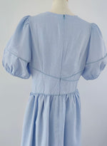 Load image into Gallery viewer, Checked Puff Sleeve Midi Dress in Blue
