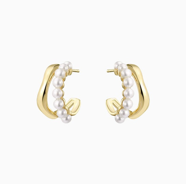 Duo Loop Pearl Earrings