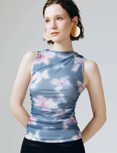 Harper Floral Sleeveless Top in Blue