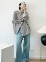 Load image into Gallery viewer, Oversized Striped Pocket Shirt in Black/White
