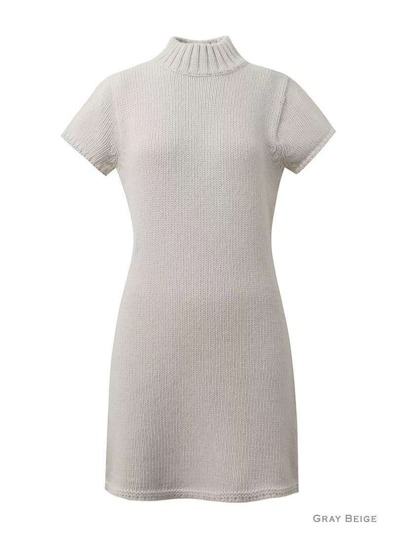 Korean Merino Cashmere Half Knit Dress [3 Colours]