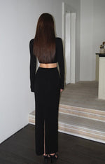 Load image into Gallery viewer, Cutout Maxi Long Sleeve Dress in Black
