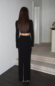 Cutout Maxi Long Sleeve Dress in Black