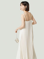 Load image into Gallery viewer, Pleated Twist Cami Maxi Dress in White
