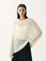 Load image into Gallery viewer, Tencel Wool Blend Fine Knit Sweater [2 Colours]
