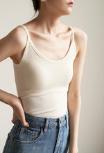 Load image into Gallery viewer, Classic Round Neck Stretch Camisole in Cream
