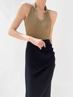 Load image into Gallery viewer, Ribbed Halter Collar Tank in Khaki
