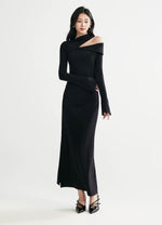 Load image into Gallery viewer, Asymmetric Cutout Maxi Dress in Black
